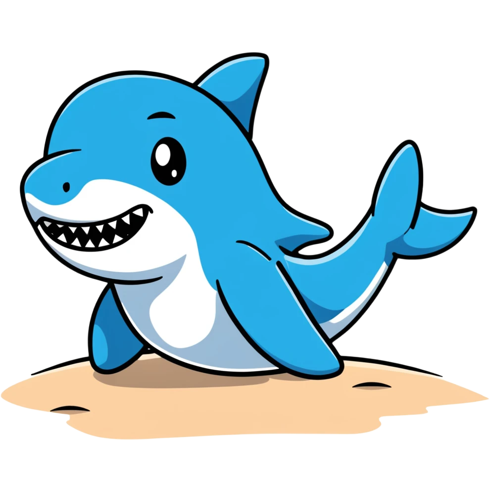 A Shark with blue Nike shoes in the beach emoji