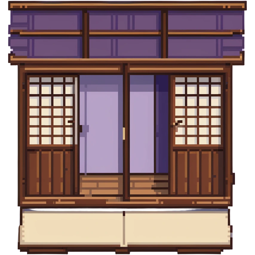 traditional Japanese house with wooden structure, sliding shoji doors, and tatami mat flooring emoji