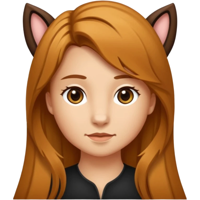 Ein braunhaariges Mädchen mit langen glatten Haaren und sitzend auf einem Braunen Pferd mit schwarzer Mähne ohne Abbzeichen emoji