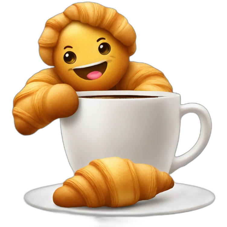 Coffee with croissant in cafe  emoji