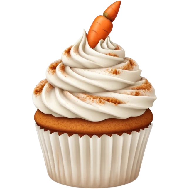 Carrot cake cupcake with cinnamon dusted on top emoji