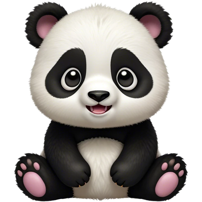 Cinematic Comical Baby Panda Portrait Emoji, Head tilted dramatically with an exaggeratedly amused expression, featuring a quirky, fluffy black and white Fur with wide, expressive eyes filled with playful disbelief, Simplified yet hilariously expressive features, highly detailed, glowing with a slightly sassy glow, high shine, dramatic yet playful, stylized with an air of cheeky mischief, bright and endearing, soft glowing outline, capturing the essence of a spirited and over-the-top baby panda, so meme-worthy it feels like it could roll its eyes into internet fame instantly! emoji