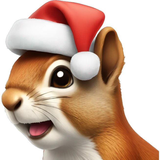 Squirrel with Christmas hat emoji