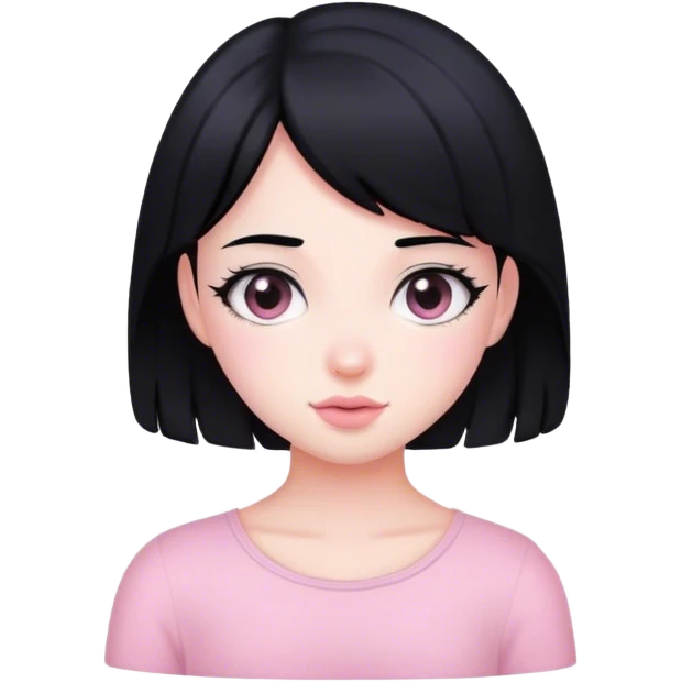 soft pink girl, fair skin, black hair emoji