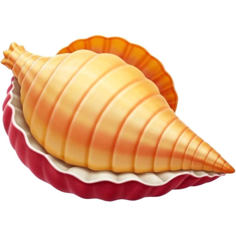 "Un emoji carino di una conchiglia di mare con una piccola rosa rossa su di essa, stile iOS". emoji