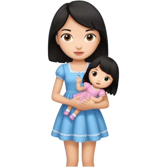 a black hair girl with 1 doll emoji