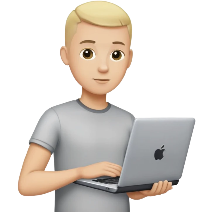 blonde male buzzcut holding a laptop emoji