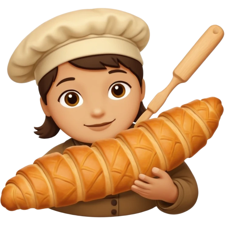 Baking humanless avatar in clean vibrant style illustration. Fresh croissant and rolling pin, warm golden tones, simple shapes, flat design, high contrast, cozy and friendly. emoji