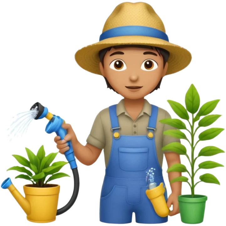 gardener watering with a hose emoji