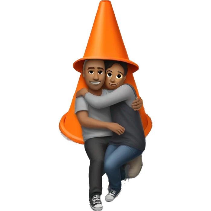 Cuddling a traffic cone emoji