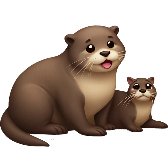 otter with fat cat emoji