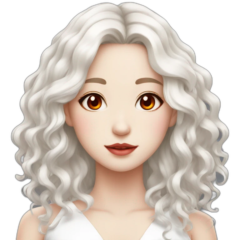 beautiful girl,red eyes, White wavy hair, white-skin, chinese emoji
