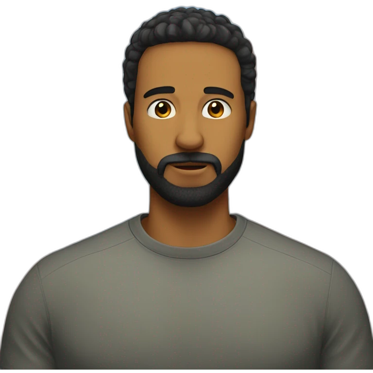 Men with a little black beard downstairs his nose emoji