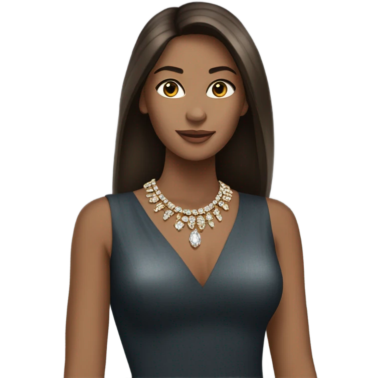 Beautiful brunette straight hair white women with jewelry  emoji
