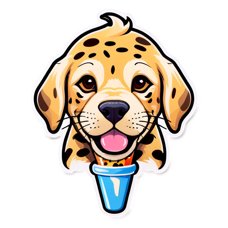 Leopard Labrador wearing glaces emoji