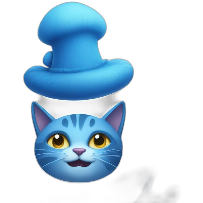 Blue cat with a blue mushroom hat schoked emoji
