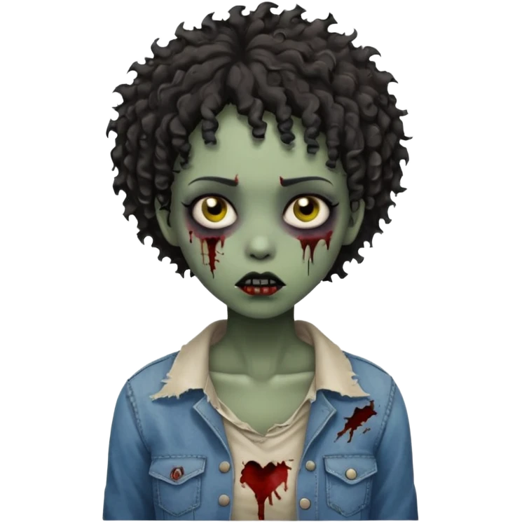 A black zombie girl with very short curly hair emoji