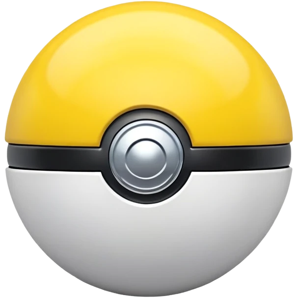 Ultra Ball from Pokemon, black and yellow top half, white bottom half emoji