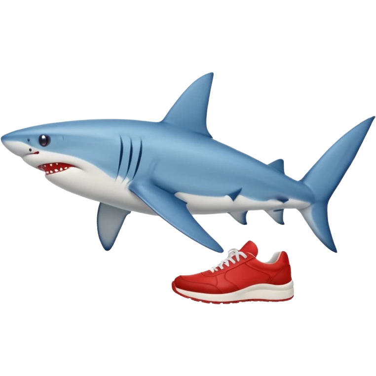 Blue shark with red sneakers and legs  emoji