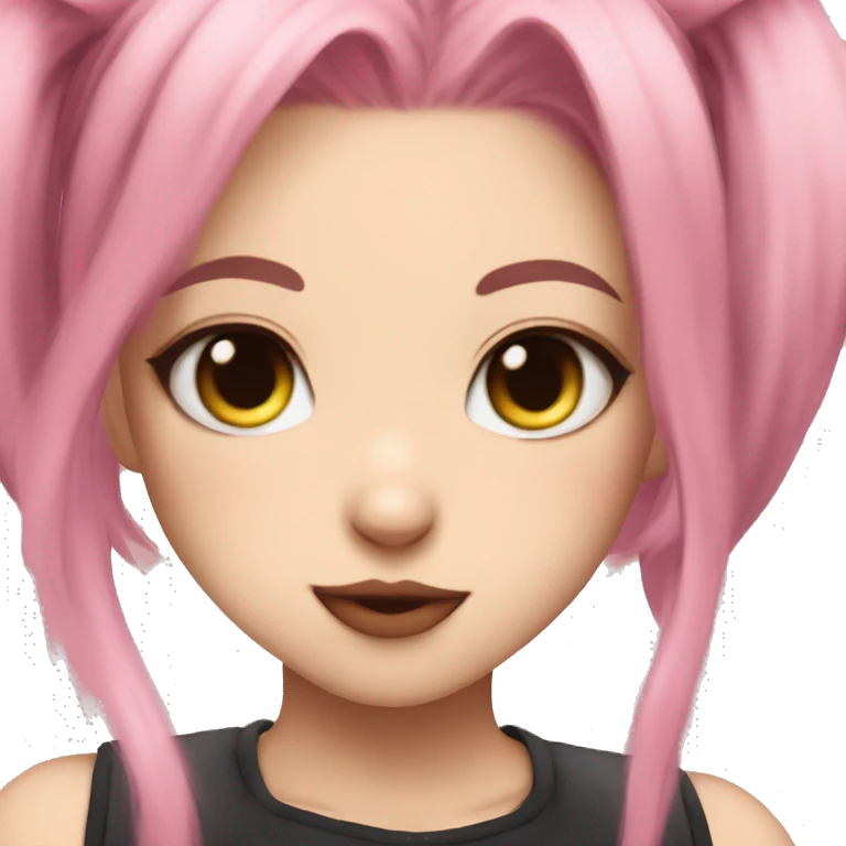 Anime cat girl pink hair puckered lips emoji
