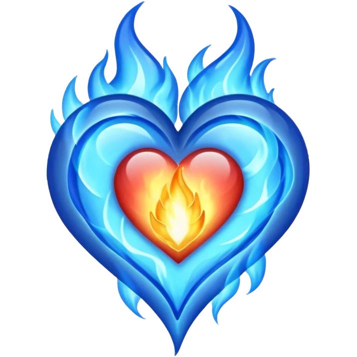 Blue fire heart  emoji