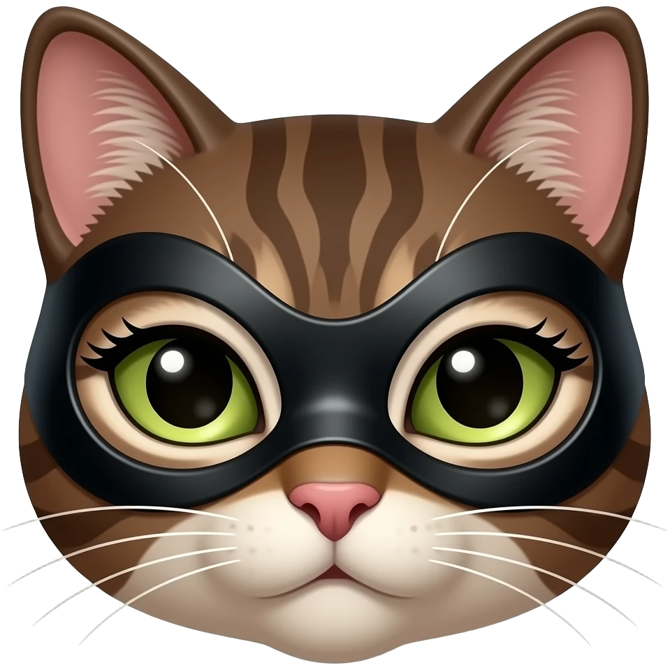 Only show the slim head A brown cat that looks like Cat woman with long lashes emoji