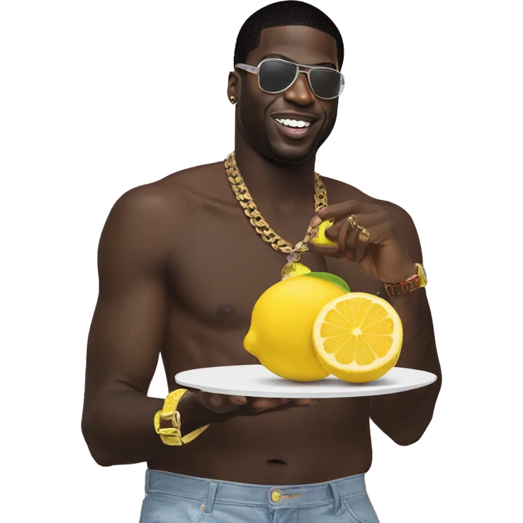 gucci mane eating a uncut lemon  emoji