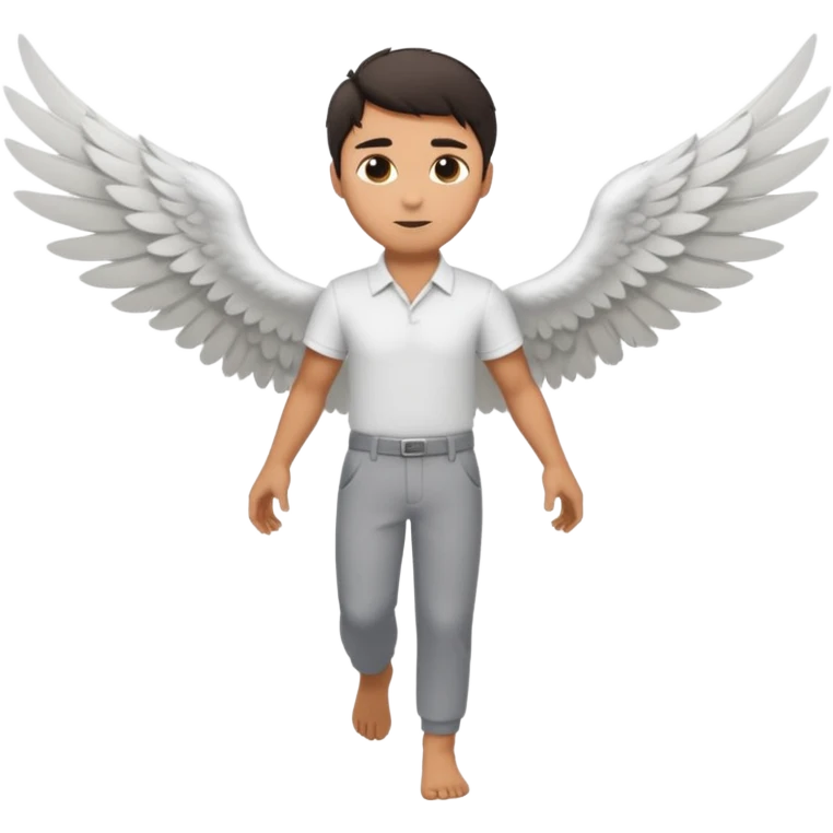 A man flying with wings in shert and pants emoji