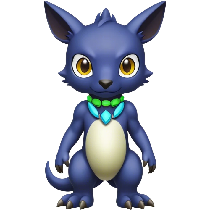 Cute cool colorful dark Digimon-animal-hybrid full body emoji