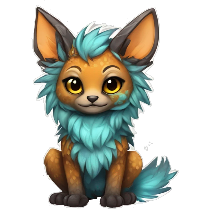Cool cute Kawaii edgy fantasy shiny chibi animal creature fursona Fionbri vernid by griffsnuff & LiLaiRa & Falvie full bodyal emoji