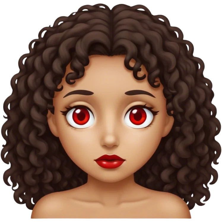Right eye red swollen and blind on tan girl with dark curly hair emoji