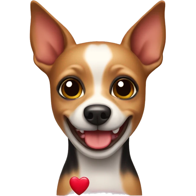 Toy terrier with heart in baw emoji