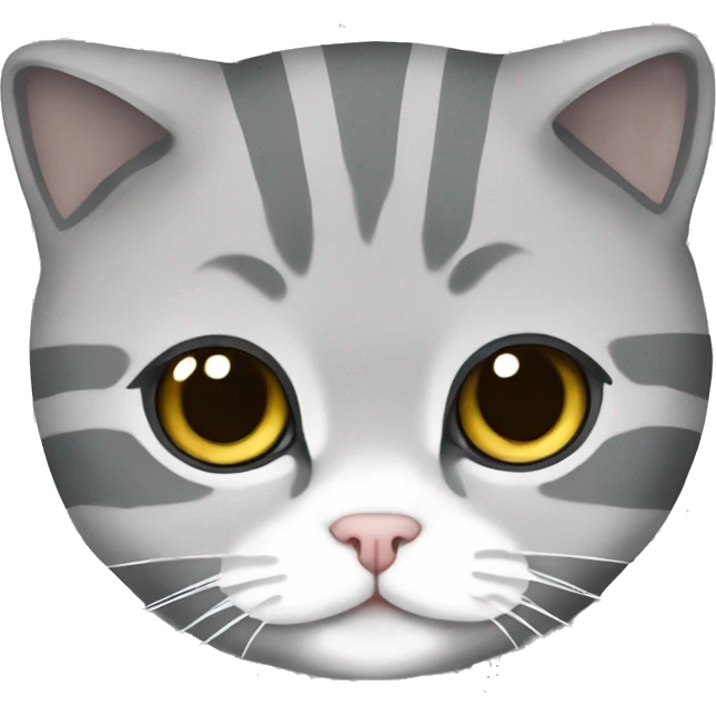 Scottish fold cat in grey white stripes emoji