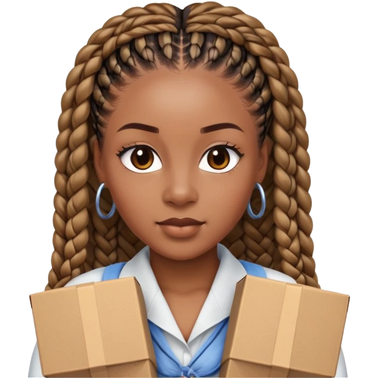 A Black woman with brown skin and box braids (long, neatly styled, possibly tied up or loose) emoji