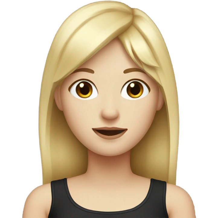 blonde white girl with bangs and a black top emoji