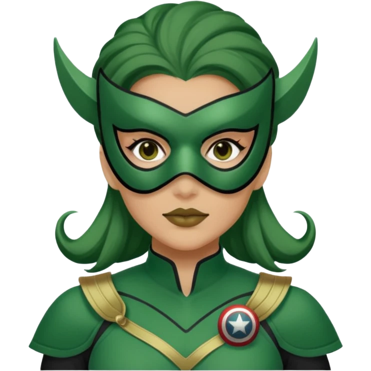 woman with mask and green Hydra Marvel uniform emoji