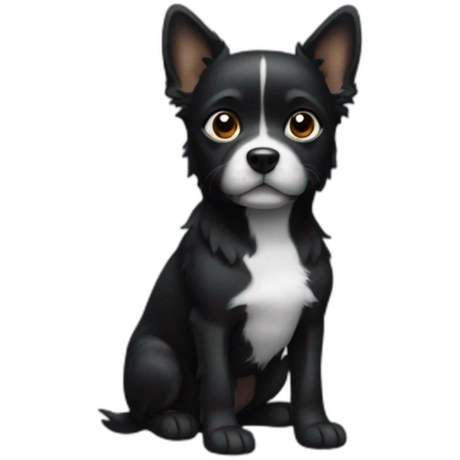 Black small dog with White spot emoji