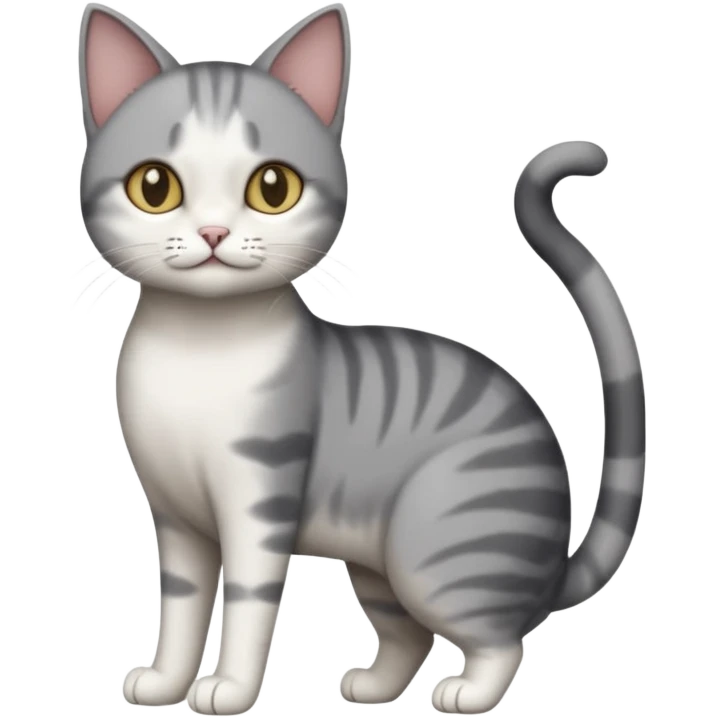 full body large short hair dark grey and white cat emoji