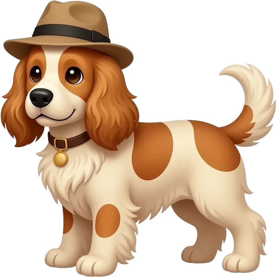 english cocker spaniel wearing a hat emoji
