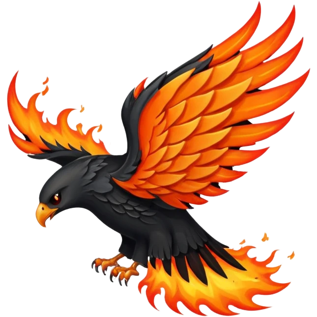 A black wing on fire emoji