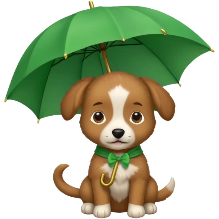 baby dog hold small green umbrella emoji