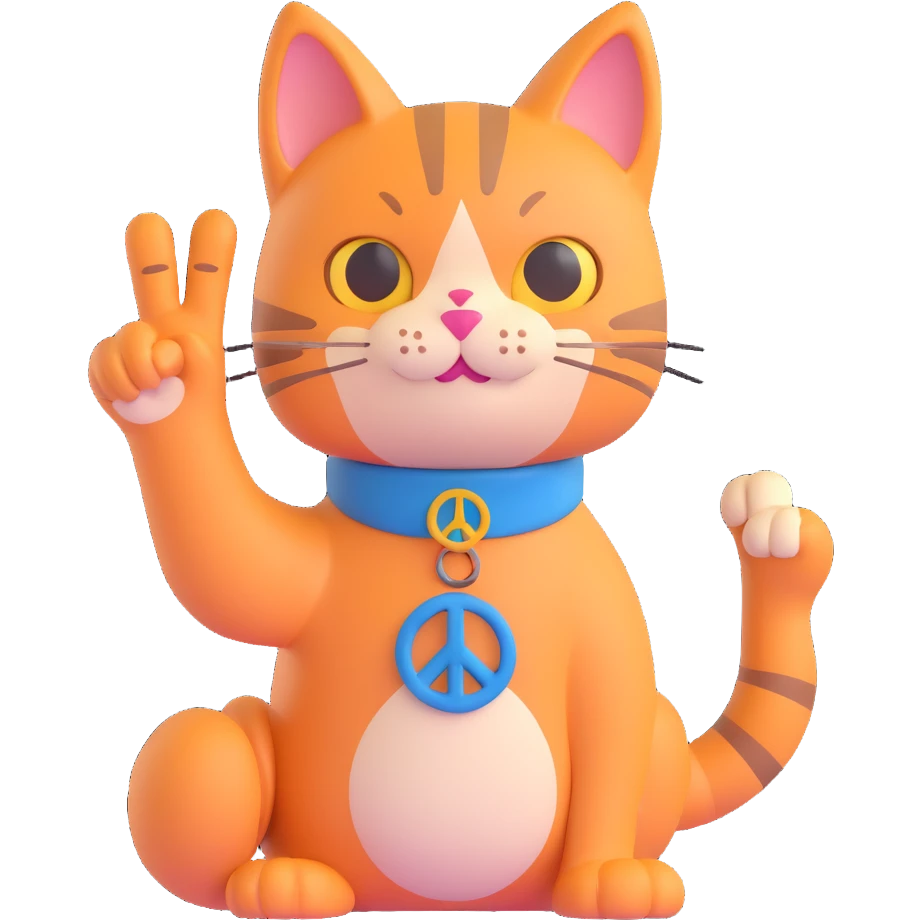cat making a peace sign emoji