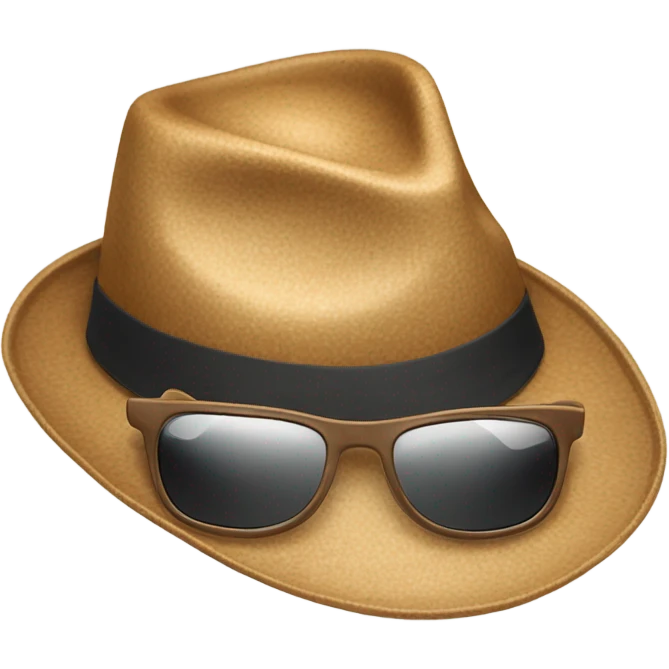light brown fedora hat with sunglasses on brim emoji