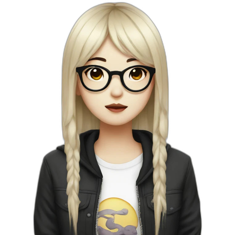 Chinese Emo girl with glasses emoji