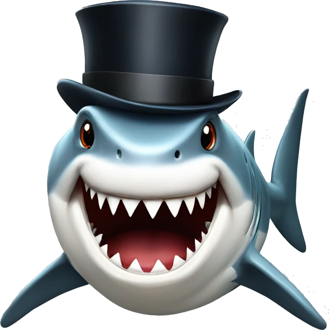Shark with a top hat emoji