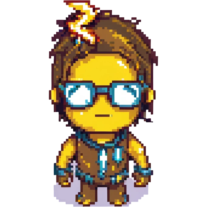 Minecraft-style emoji of a Harry Potter character, blocky and pixelated, with round glasses and a lightning bolt scar emoji