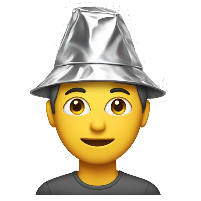 Person wearing a tin foil hat emoji