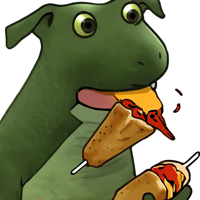 dog eating a chicken kebab emoji