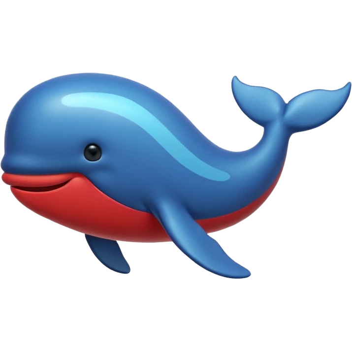 spouting whale emoji, in blue, red, green, black, yellow emoji