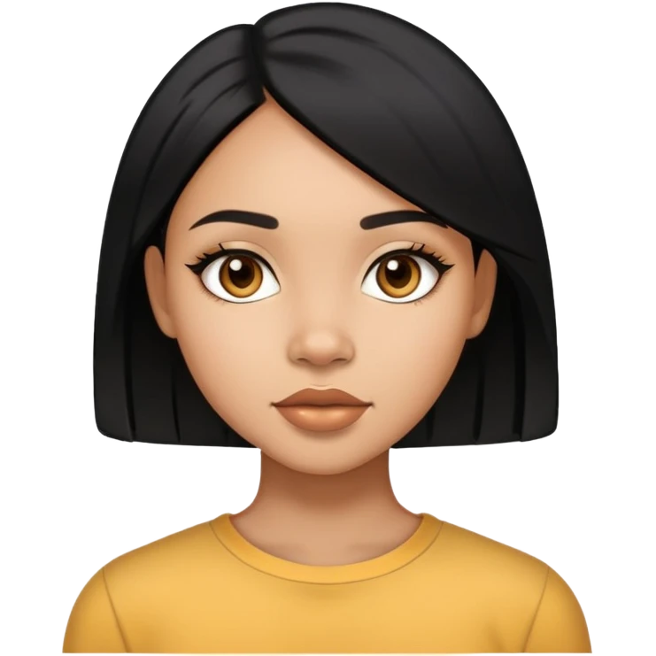 Lightskin girl with medium length black straight hair emoji